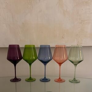 Estelle Set of Five Colored Wine Glasses - Multi Color